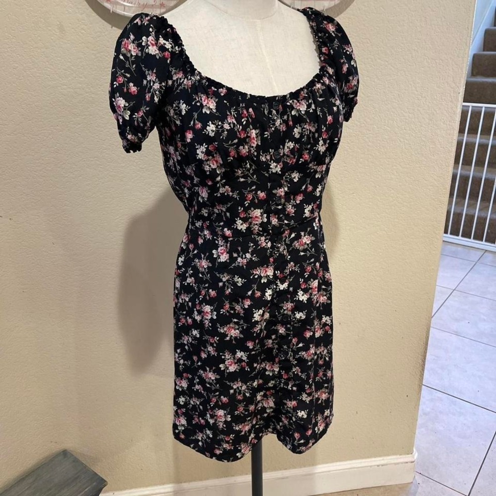 Black mini floral dress